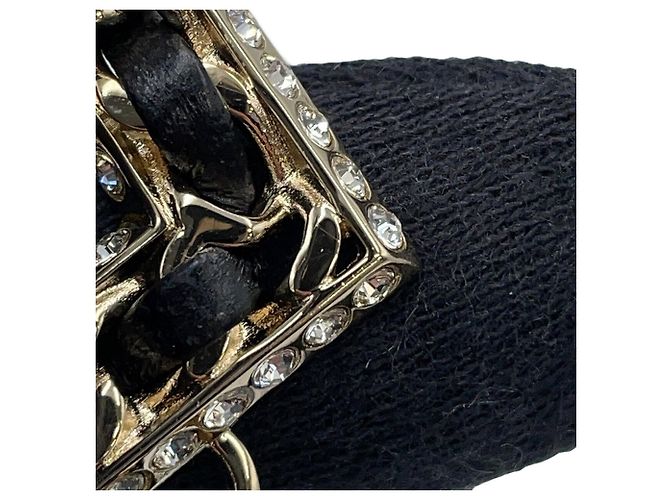Collier en cuir avec strass Chanel Coco Mark No. 5 Noir Doré - vue 8