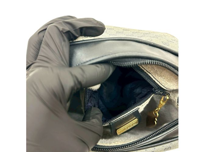 Bolsa de ombro mini em couro com padrão de logo GG Old Micro da Gucci Azul marinho - vista 10