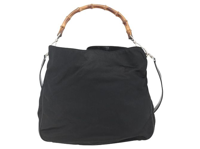 Gucci Vintage Bamboo Nylon and Patent Leather Mini Nero - vista 2