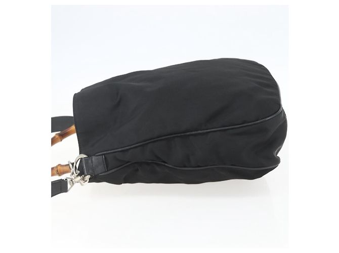 Gucci Vintage Bamboo Nylon and Patent Leather Mini Nero - vista 3