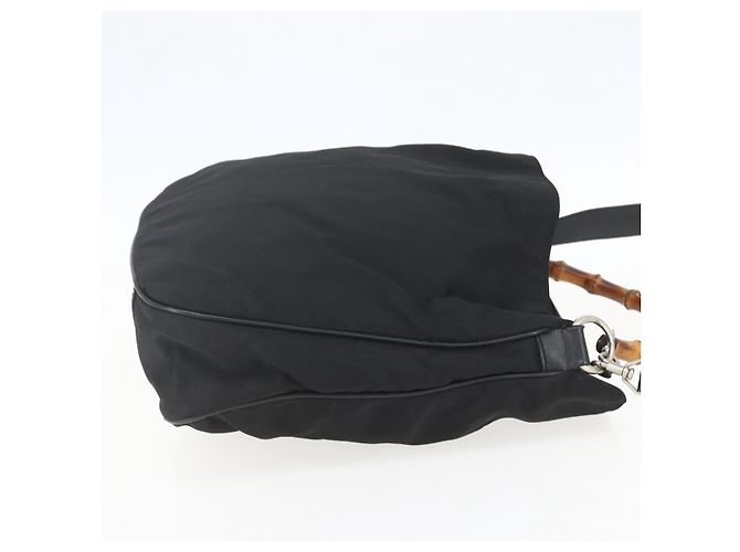 Gucci Vintage Bamboo Nylon and Patent Leather Mini Nero - vista 4