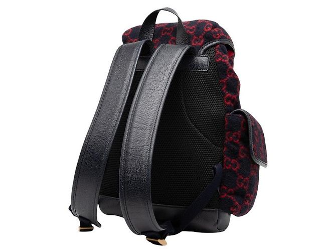 Gucci GG Wool Wool Leather Backpack Blue - view 2