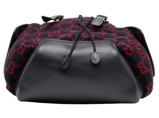 Gucci GG Wool Wool Leather Backpack Blue - view 3