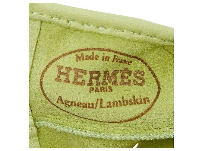 Luvas de pele de cordeiro Hermès 6 1/2 Verde - vista 7