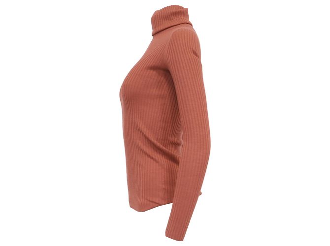 Rippstrick-Rollkragenpullover aus rostfarbener Wolle von Theory Orange - Ansicht 3