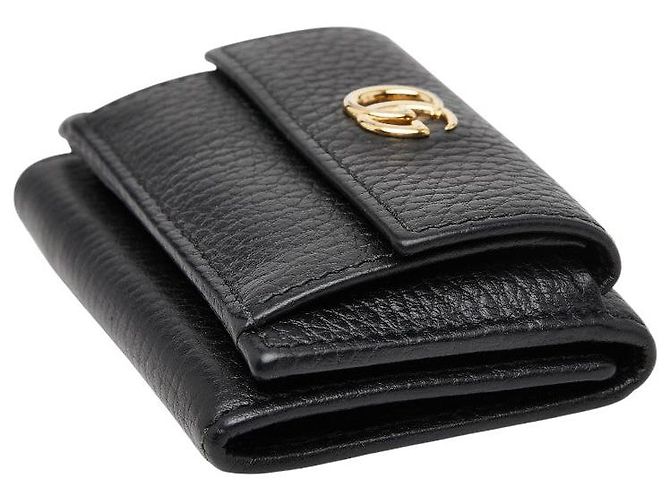 Portafoglio in pelle Gucci GG Marmont a tre pieghe Nero - vista 4