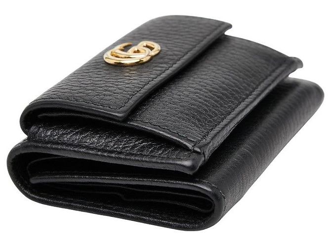 Portafoglio in pelle Gucci GG Marmont a tre pieghe Nero - vista 5