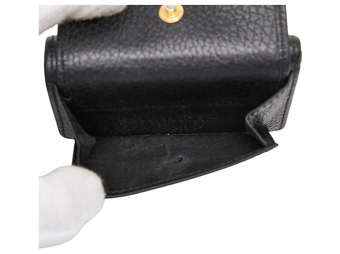 Portafoglio in pelle Gucci GG Marmont a tre pieghe Nero - vista 7