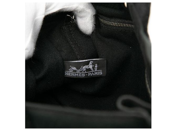 Hermès Herbag PM Halbleder Canvas Leder Tote Bag Schwarz - Ansicht 5