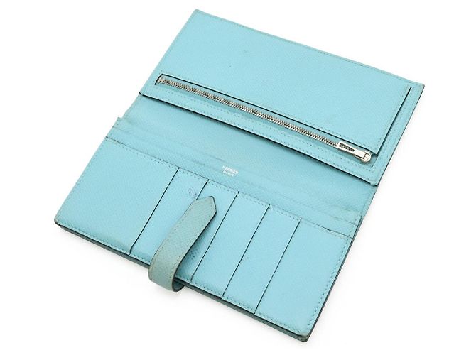 Béarn Hermès BEARN SOUFFLET Epsom Langbörse Blau - Ansicht 5