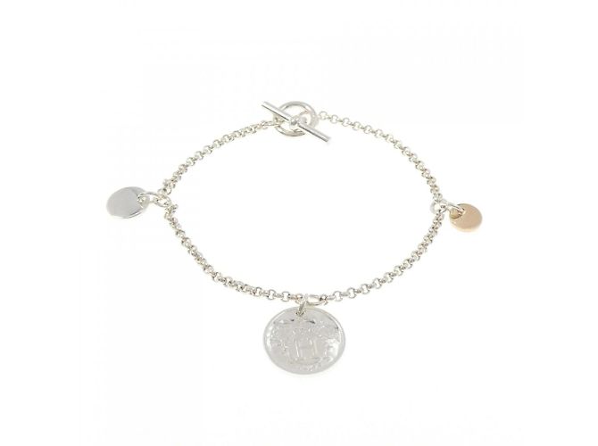 Pulsera Charm Exlibris PM Hermès Plata Dorado - vista 3