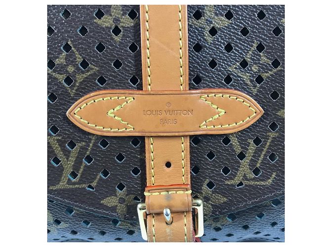 Louis Vuitton Monogram Perforierte Flore Saumur Schultertasche Braun Blau - Ansicht 6