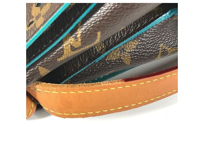Louis Vuitton Monogram Perforierte Flore Saumur Schultertasche Braun Blau - Ansicht 9