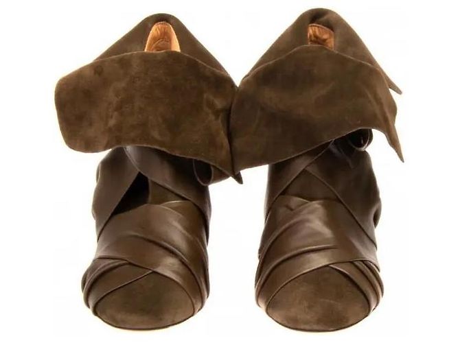 Botines de cuero ISABEL MARANT Verde oliva - vista 2