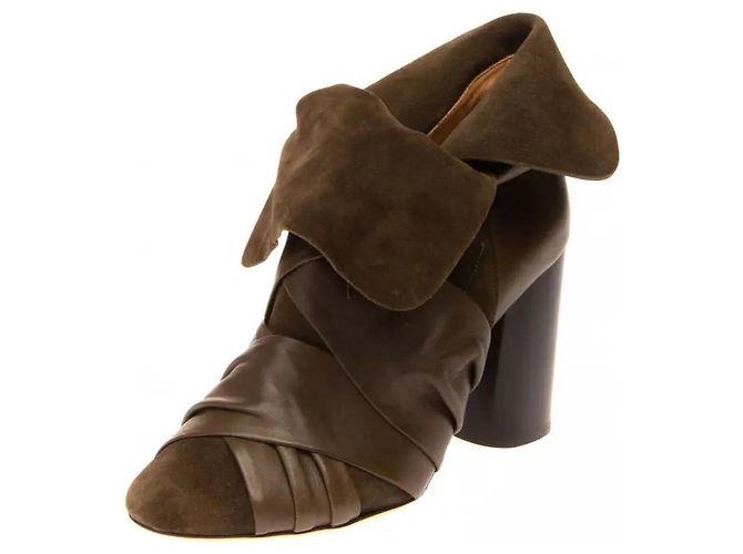 Botines de cuero ISABEL MARANT Verde oliva - vista 3