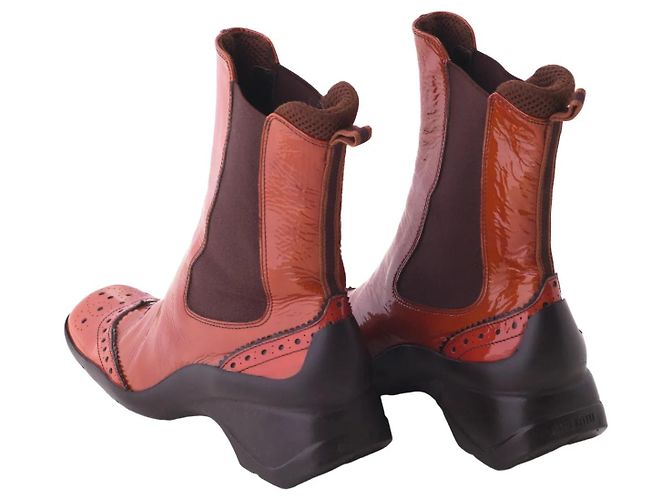 Botines de charol Miu Miu Naranja - vista 2