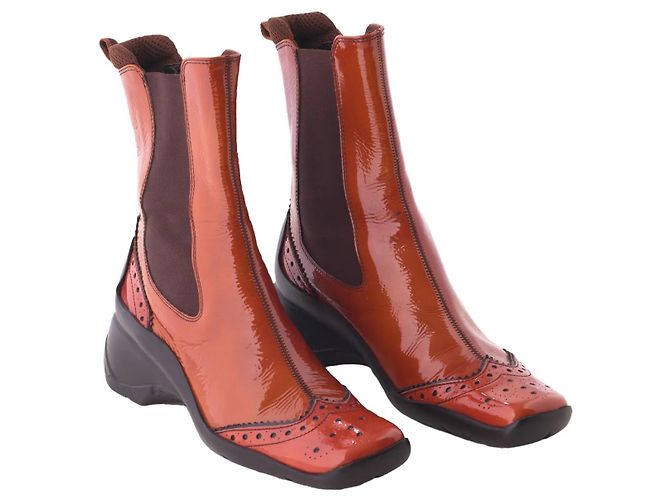 Botines de charol Miu Miu Naranja - vista 3
