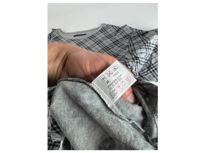 Vintage Burberry Karomuster Rundhals Pullover L Grau Schwarz - Ansicht 10
