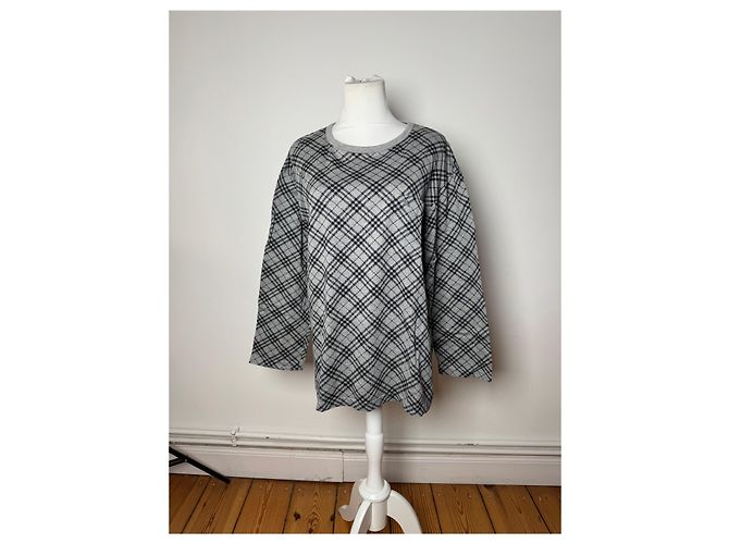 Vintage Burberry Karomuster Rundhals Pullover L Grau Schwarz - Ansicht 12