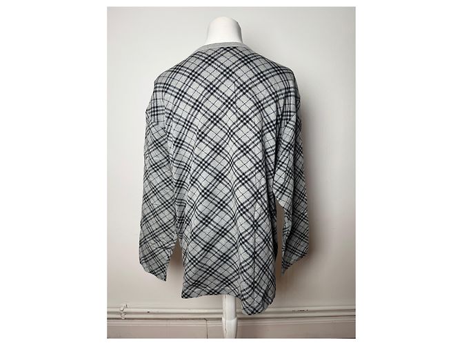 Vintage Burberry Karomuster Rundhals Pullover L Grau Schwarz - Ansicht 14