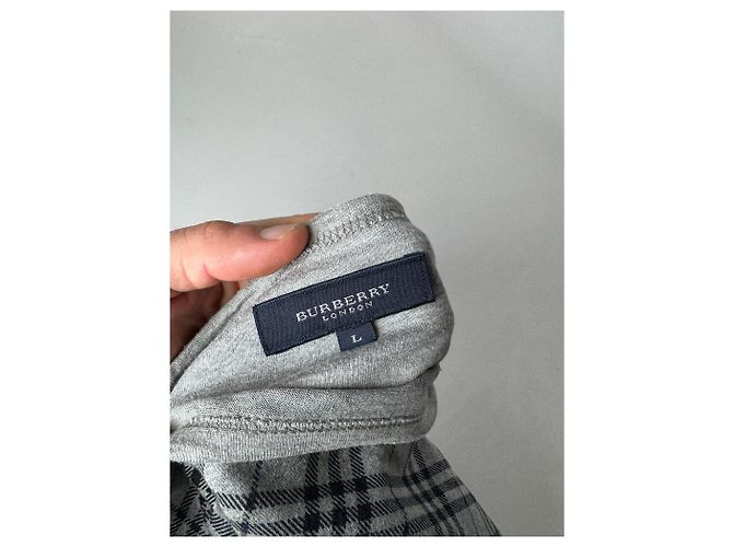 Vintage Burberry Karomuster Rundhals Pullover L Grau Schwarz - Ansicht 4