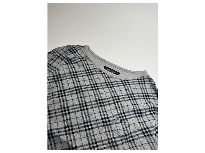 Vintage Burberry Karomuster Rundhals Pullover L Grau Schwarz - Ansicht 6