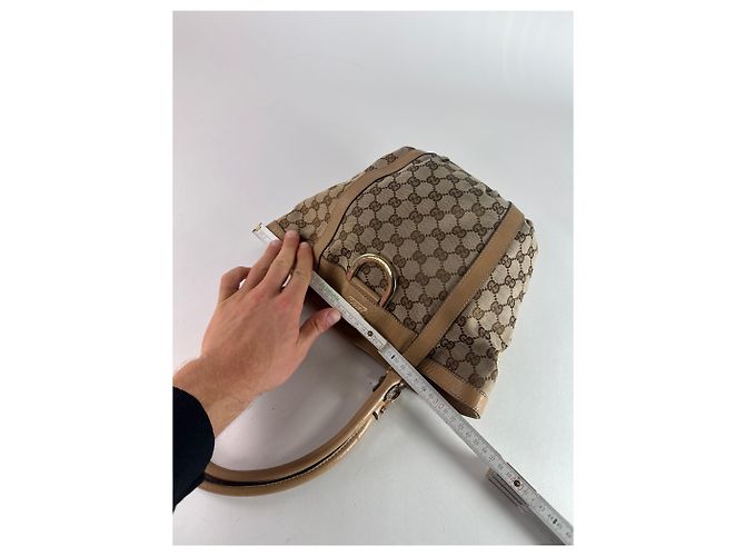 Vintage Gucci Monogramm D-Ring Tasche Beige Braun - Ansicht 10