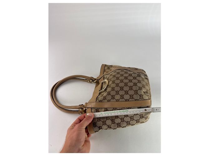 Vintage Gucci Monogramm D-Ring Tasche Beige Braun - Ansicht 11