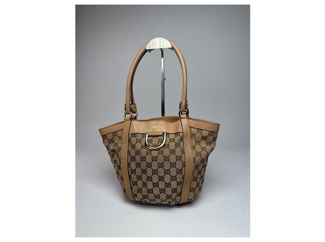 Vintage Gucci Monogramm D-Ring Tasche Beige Braun - Ansicht 13