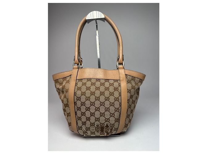 Vintage Gucci Monogramm D-Ring Tasche Beige Braun - Ansicht 2