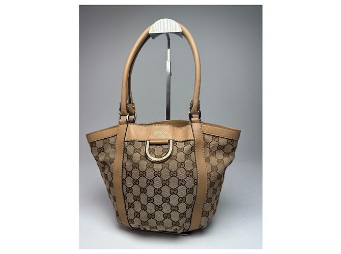 Vintage Gucci Monogramm D-Ring Tasche Beige Braun - Ansicht 7