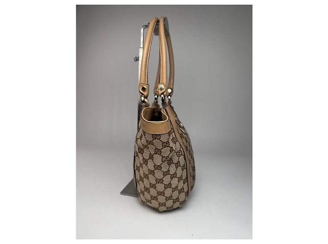 Vintage Gucci Monogramm D-Ring Tasche Beige Braun - Ansicht 8