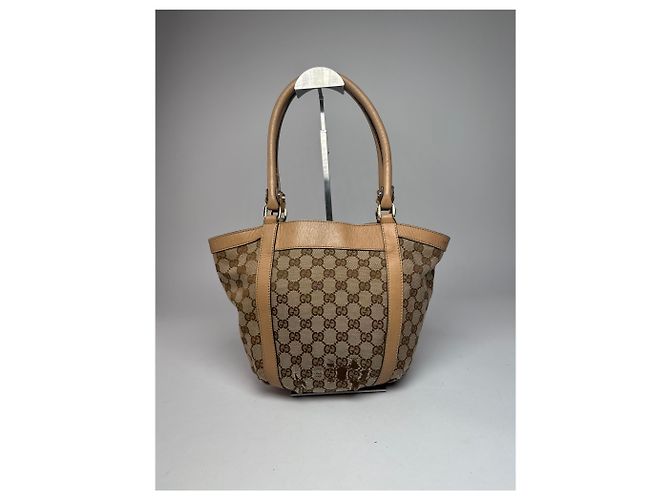 Vintage Gucci Monogramm D-Ring Tasche Beige Braun - Ansicht 9