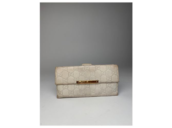 Vintage Gucci Monogramm Leder Geldbörse Weiß - Ansicht 10