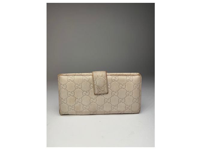 Vintage Gucci Monogramm Leder Geldbörse Weiß - Ansicht 2