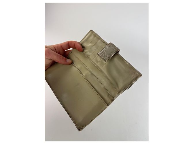 Vintage Gucci Monogramm Leder Geldbörse Weiß - Ansicht 3