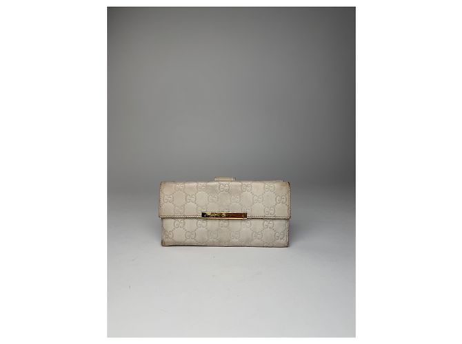 Vintage Gucci Monogramm Leder Geldbörse Weiß - Ansicht 5