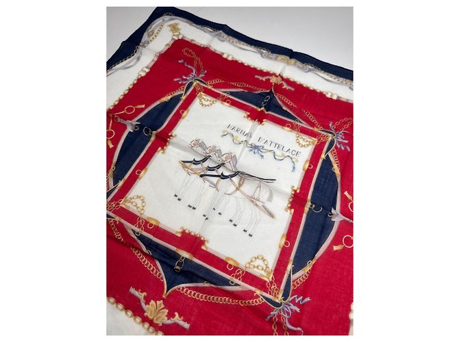 Céline Sciarpa Equestre Vintage Celine Blu Bianco Rosso Blu navy - vista 2