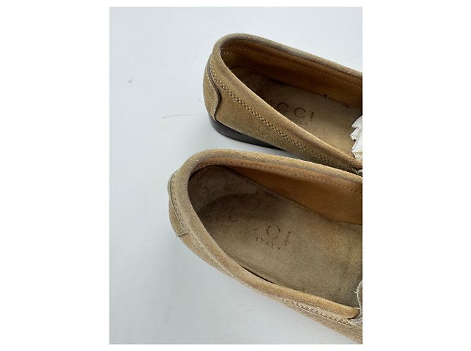 Mocassini in suede vintage Gucci beige marrone 37,5C - vista 10