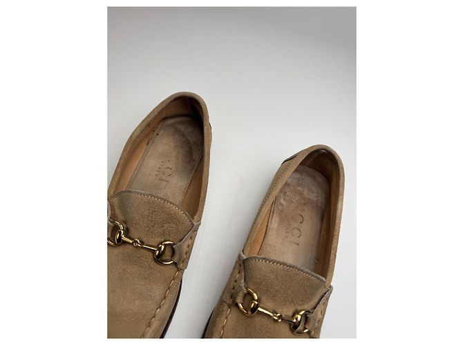 Mocassini in suede vintage Gucci beige marrone 37,5C - vista 12