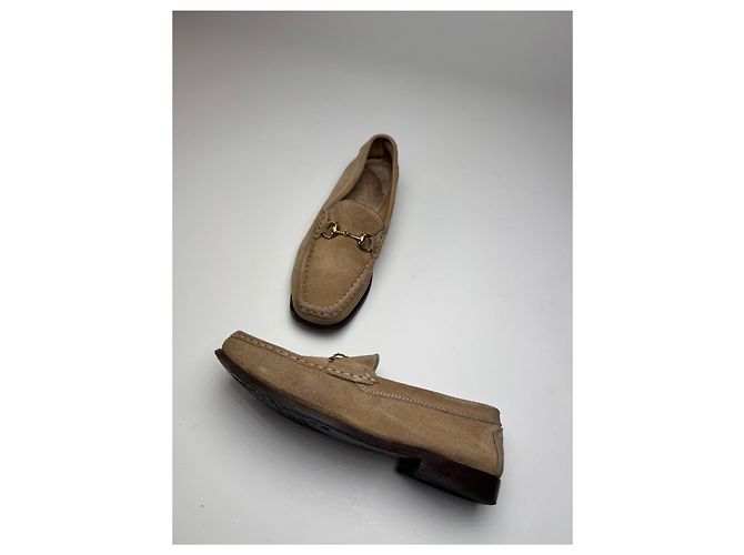 Mocassini in suede vintage Gucci beige marrone 37,5C - vista 2