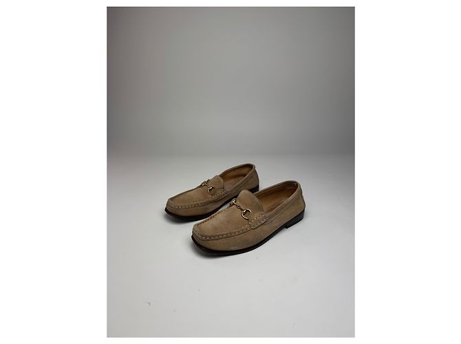 Mocassini in suede vintage Gucci beige marrone 37,5C - vista 3