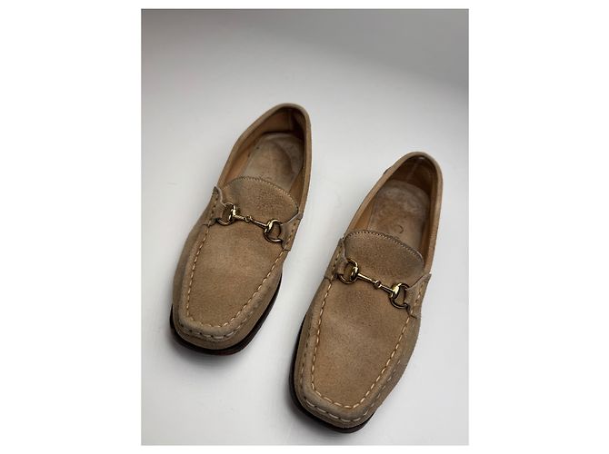 Mocassini in suede vintage Gucci beige marrone 37,5C - vista 4