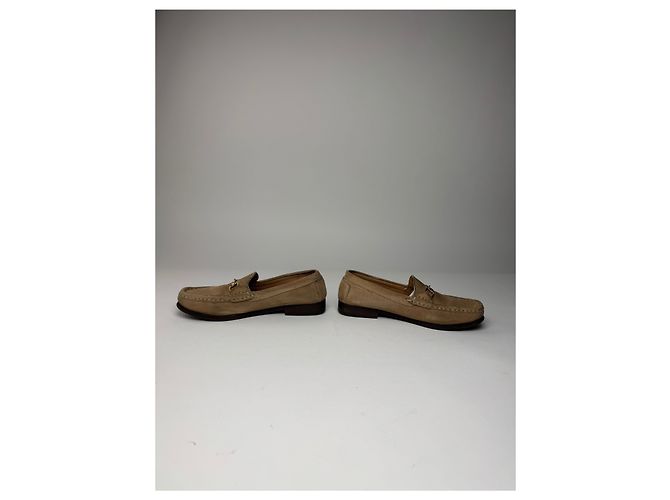 Mocassini in suede vintage Gucci beige marrone 37,5C - vista 5