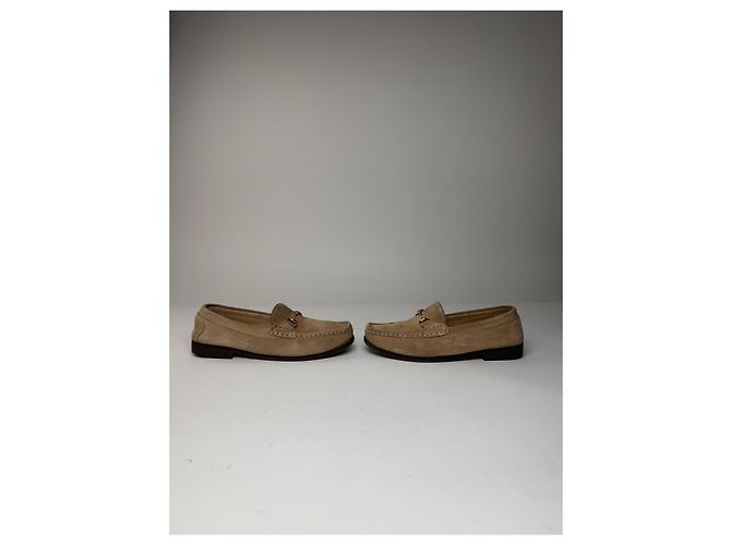Mocassini in suede vintage Gucci beige marrone 37,5C - vista 6