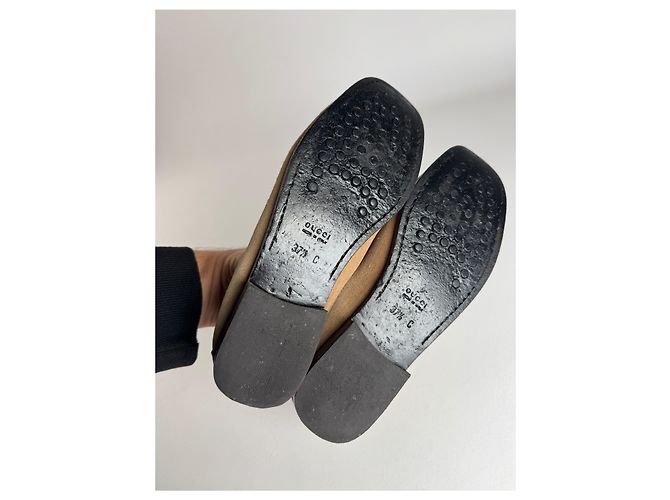 Mocassini in suede vintage Gucci beige marrone 37,5C - vista 8