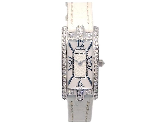 Harry Winston Avenue C Quartz Ouro Branco e Aligátor com Bisel de Diamantes e Madrepérola 19 - vista 3