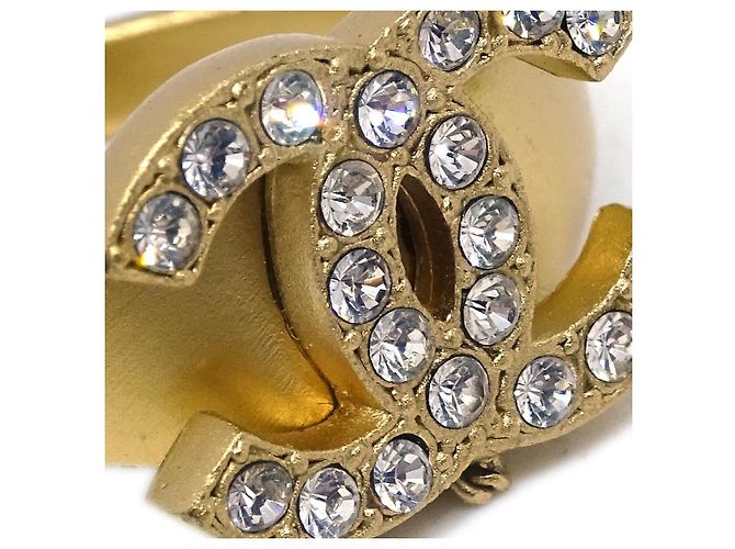 Bangles Chanel Logo con catena CC Metallo con Cristallo D'oro - vista 2