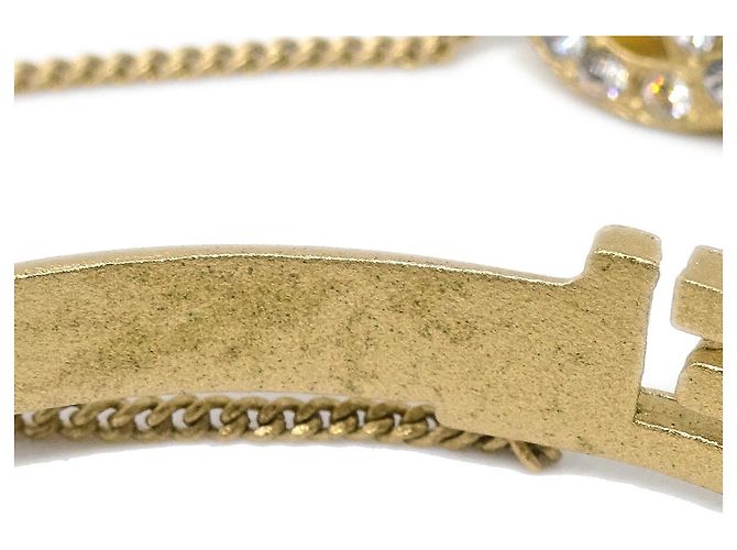 Bangles Chanel Logo con catena CC Metallo con Cristallo D'oro - vista 3