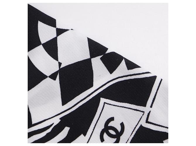 Scrunchie in seta nera/bianca CHANEL Nero Bianco - vista 4